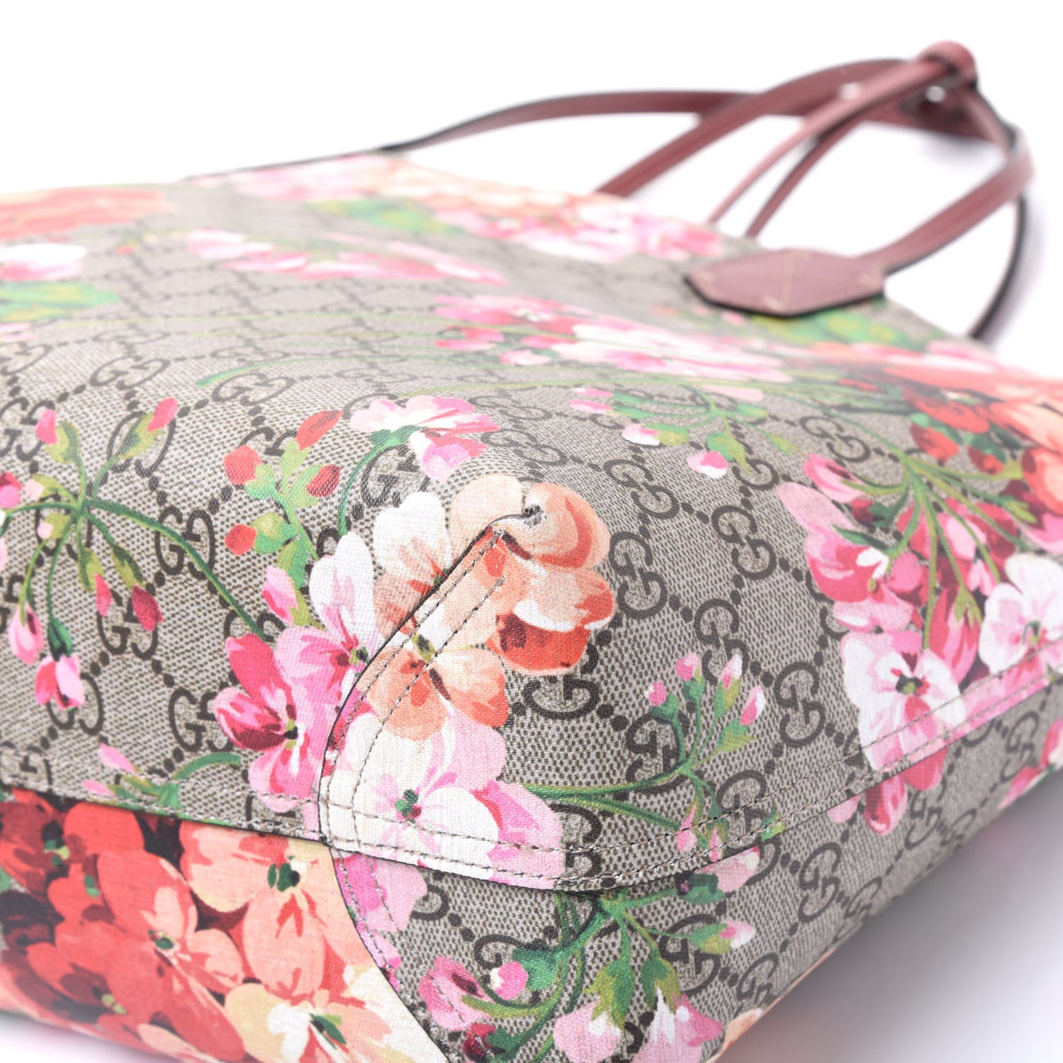 Gucci GG Supreme Monogram Blooms Medium Reversible Tote Beige Multicolor Dry Rose 8 of 11