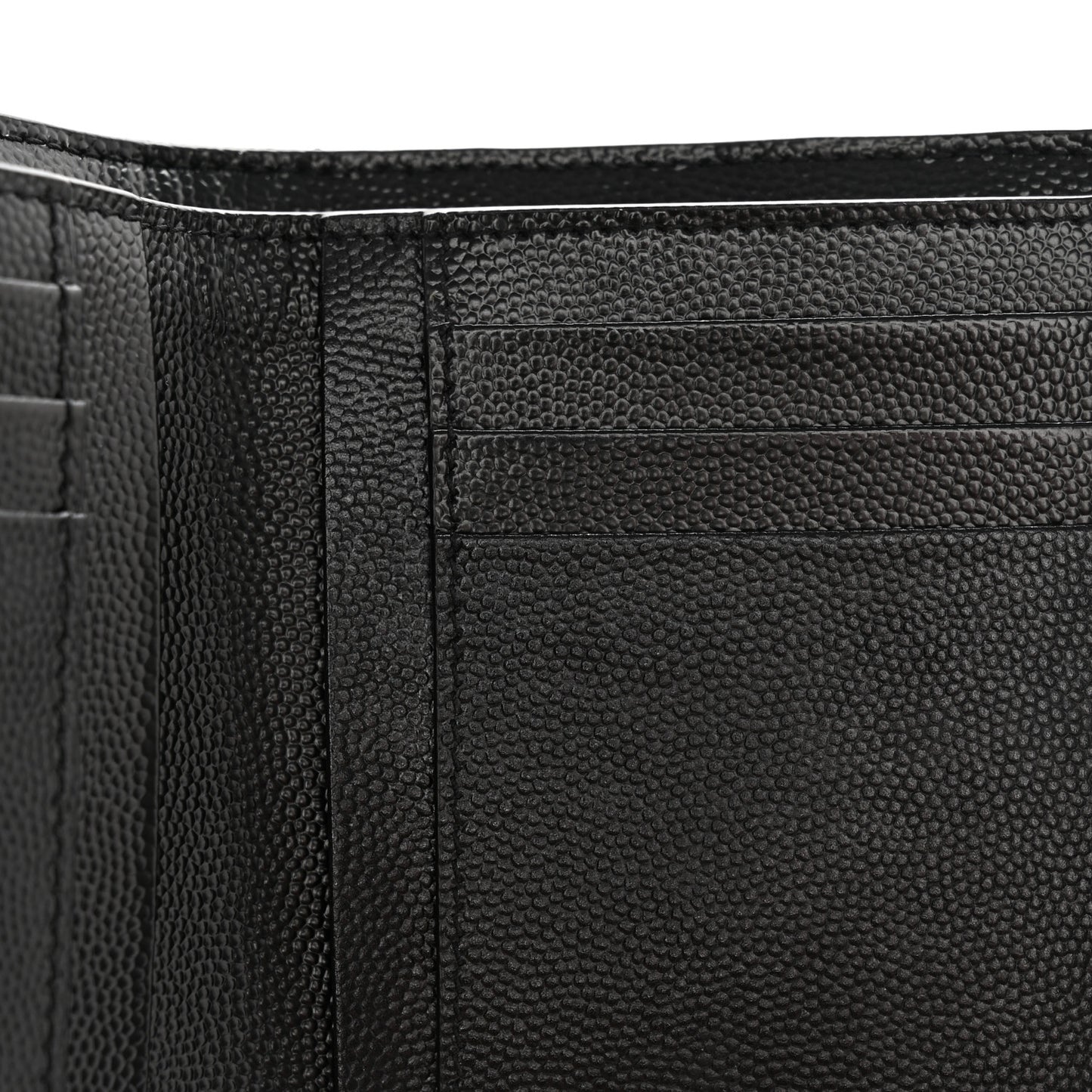 Grain De Poudre Matelasse Chevron Monogram Compact Tri Fold Wallet Black