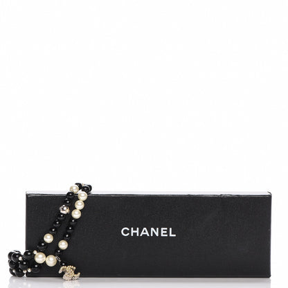 Chanel Pearl Bead CC Bracelet Black White 6 of 6