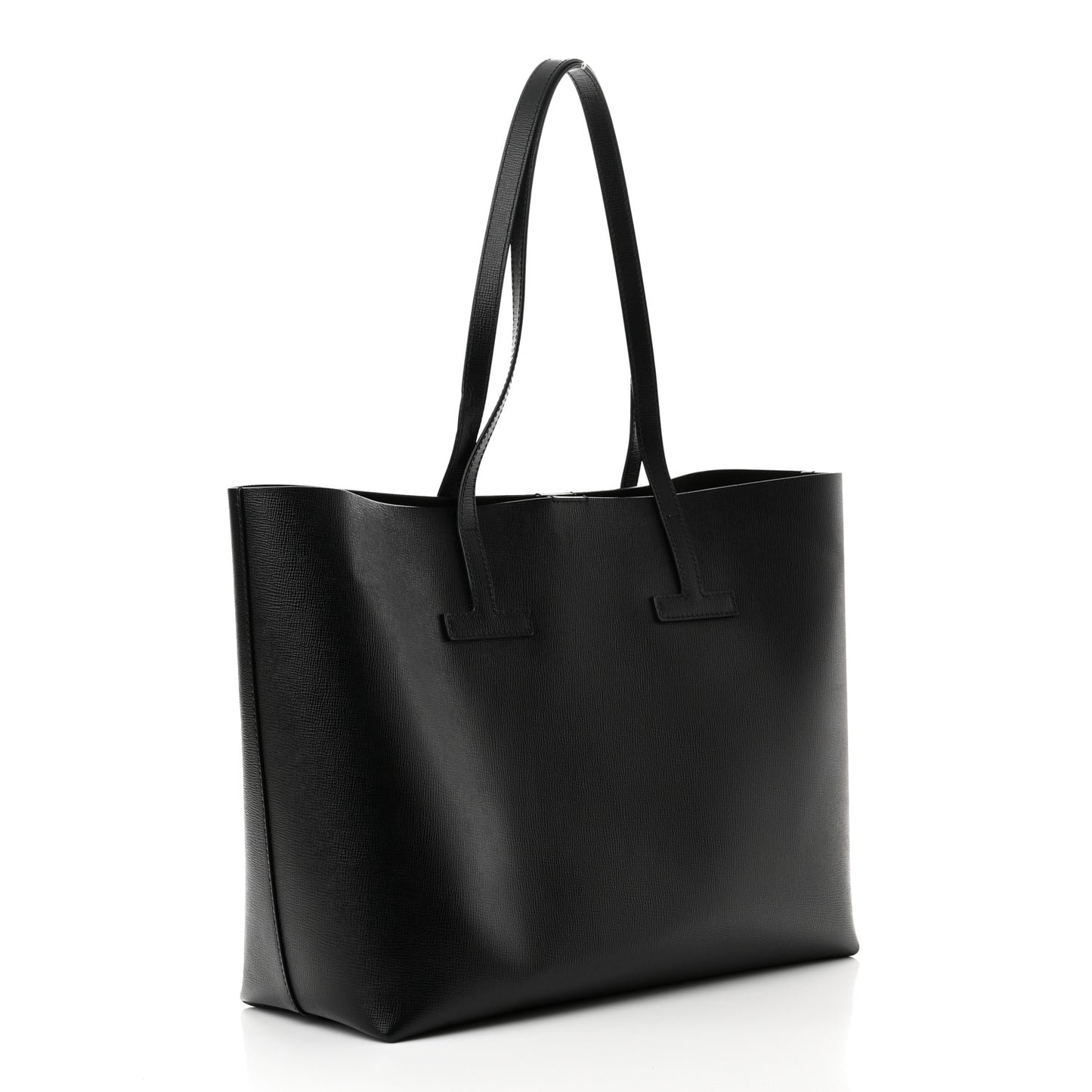 Grained Calfskin Small T Tote Black