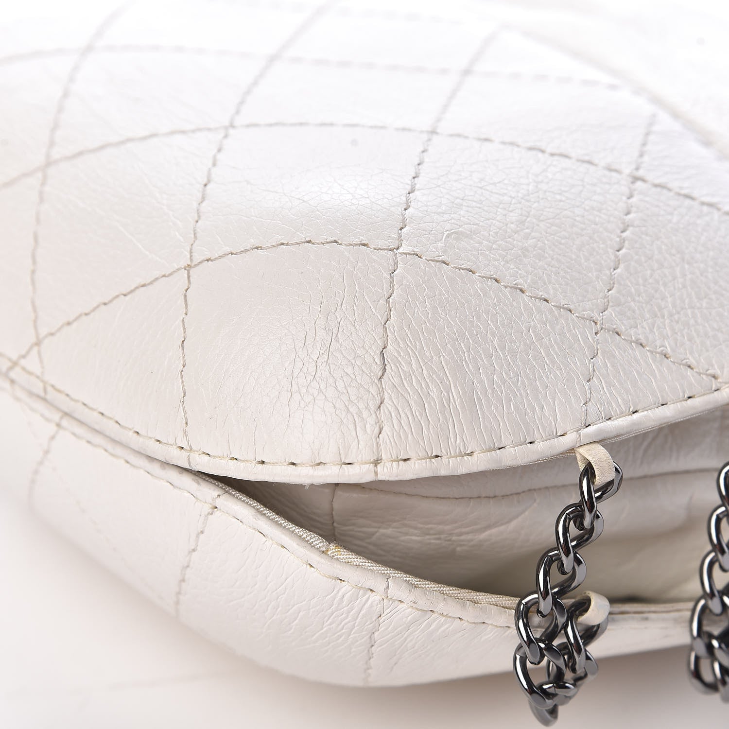 Chanel Aged Calfskin Quilted Small Gabrielle Bucket White 10 of 11
