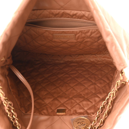 Chanel Shiny Calfskin Quilted Chanel 22 Camel 6 of 11