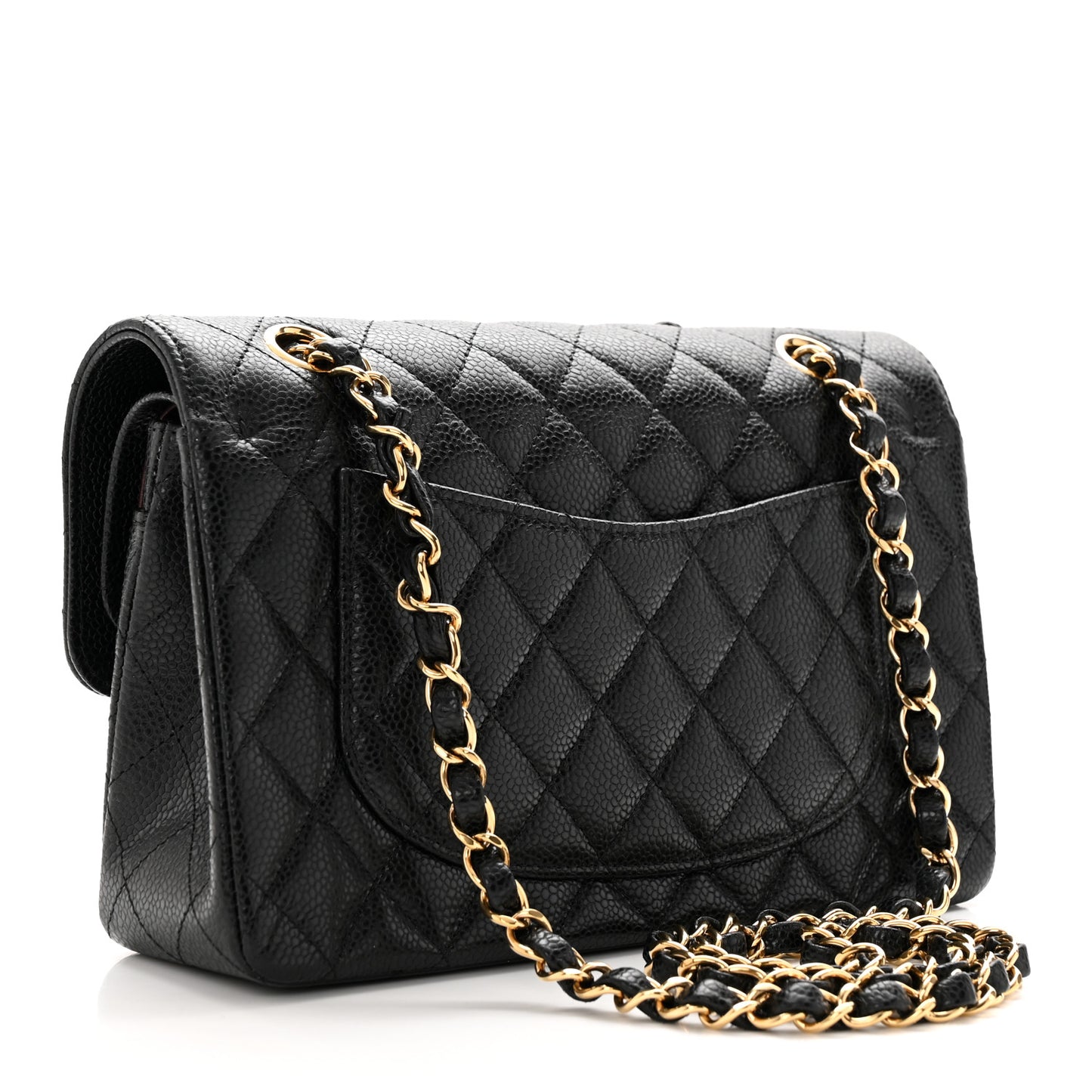 Caviar Quilted Small Double Flap Black