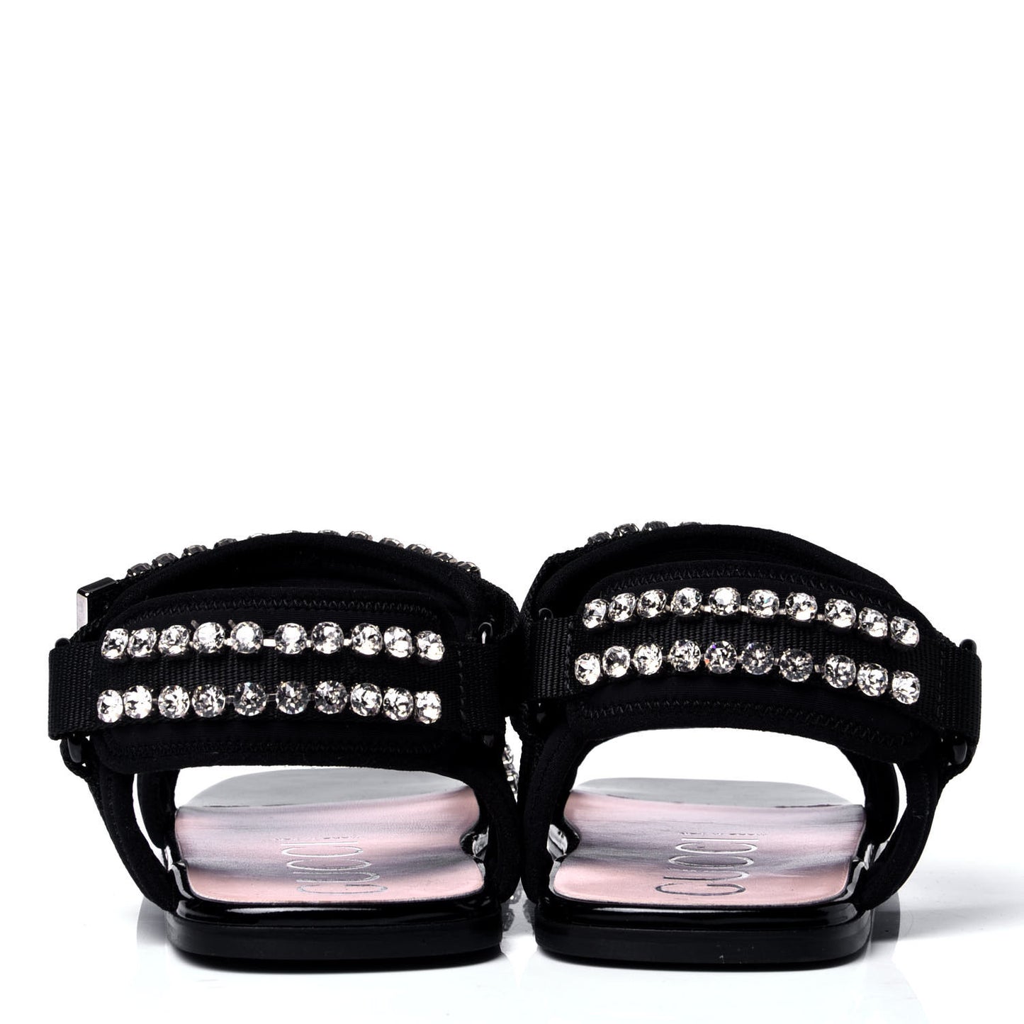 Neoprene Canvas Crystal Embellished Shea Flat Sandals 38 Black