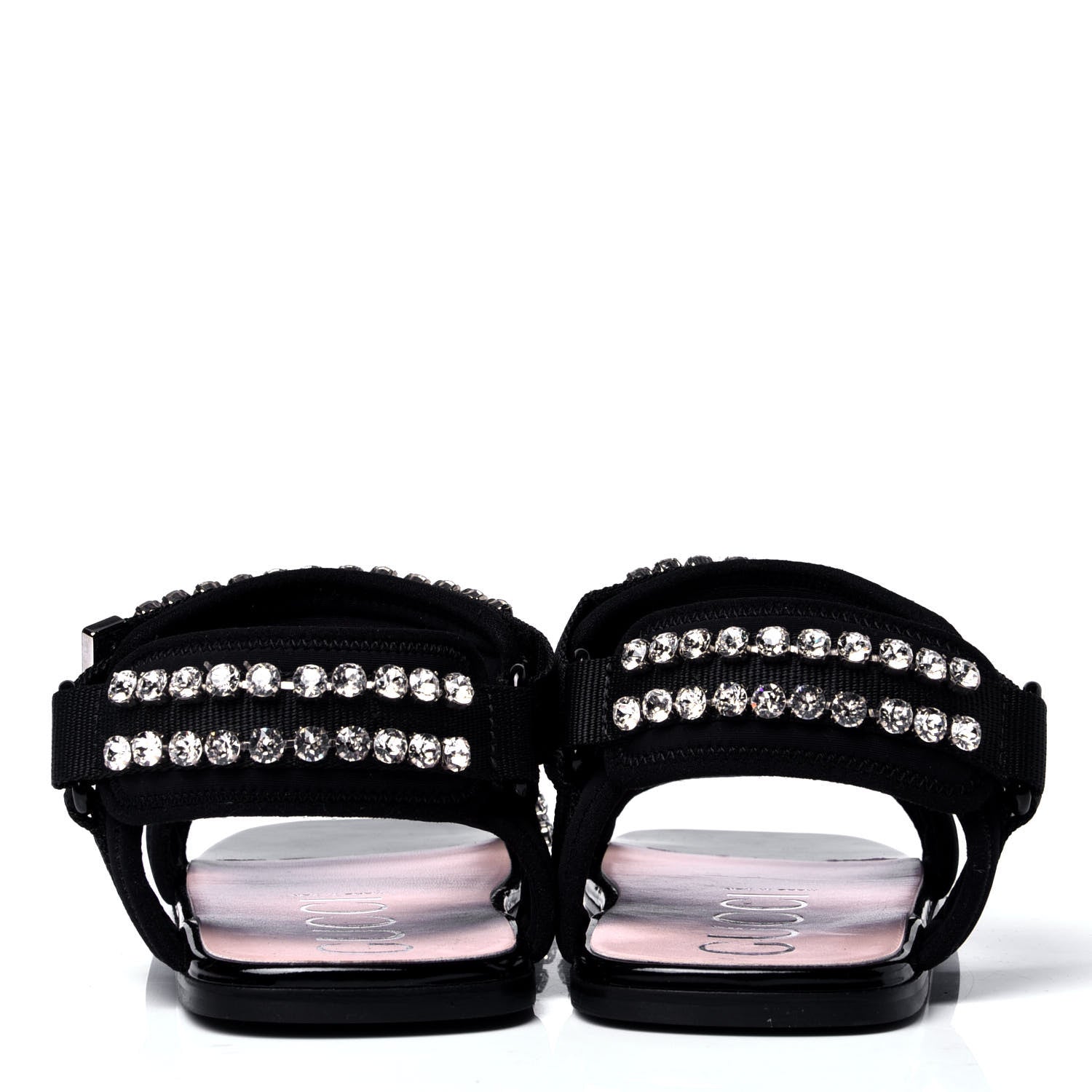 Gucci Neoprene Canvas Crystal Embellished Shea Flat Sandals 38 Black 4 of 6