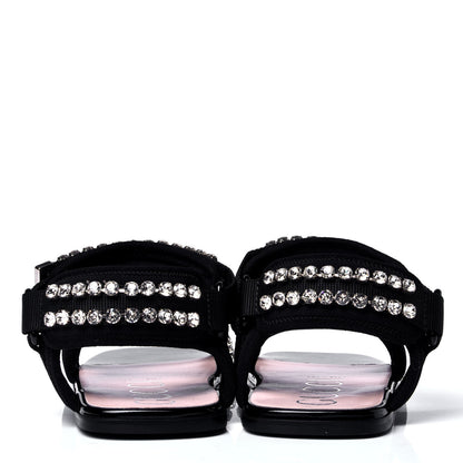 Gucci Neoprene Canvas Crystal Embellished Shea Flat Sandals 38 Black 4 of 6