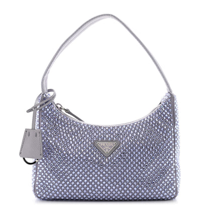 Prada Satin Crystal Mini Re-Edition 2000 Bag Glicine 1 of 9