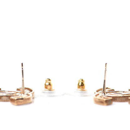 Chanel Pearl Crystal Sparkling Pearls CC Earrings Light Gold 3 of 4
