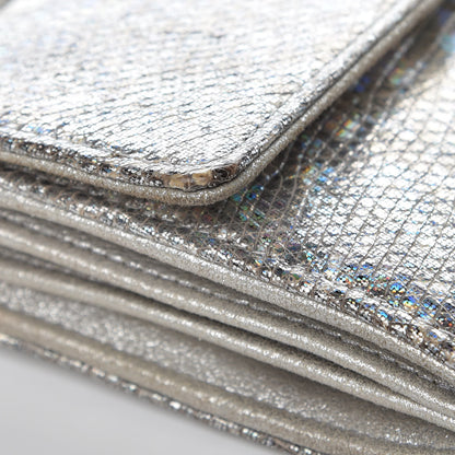 Chanel Iridescent Lizard Wallet With Removable Chain Silver 9 of 13