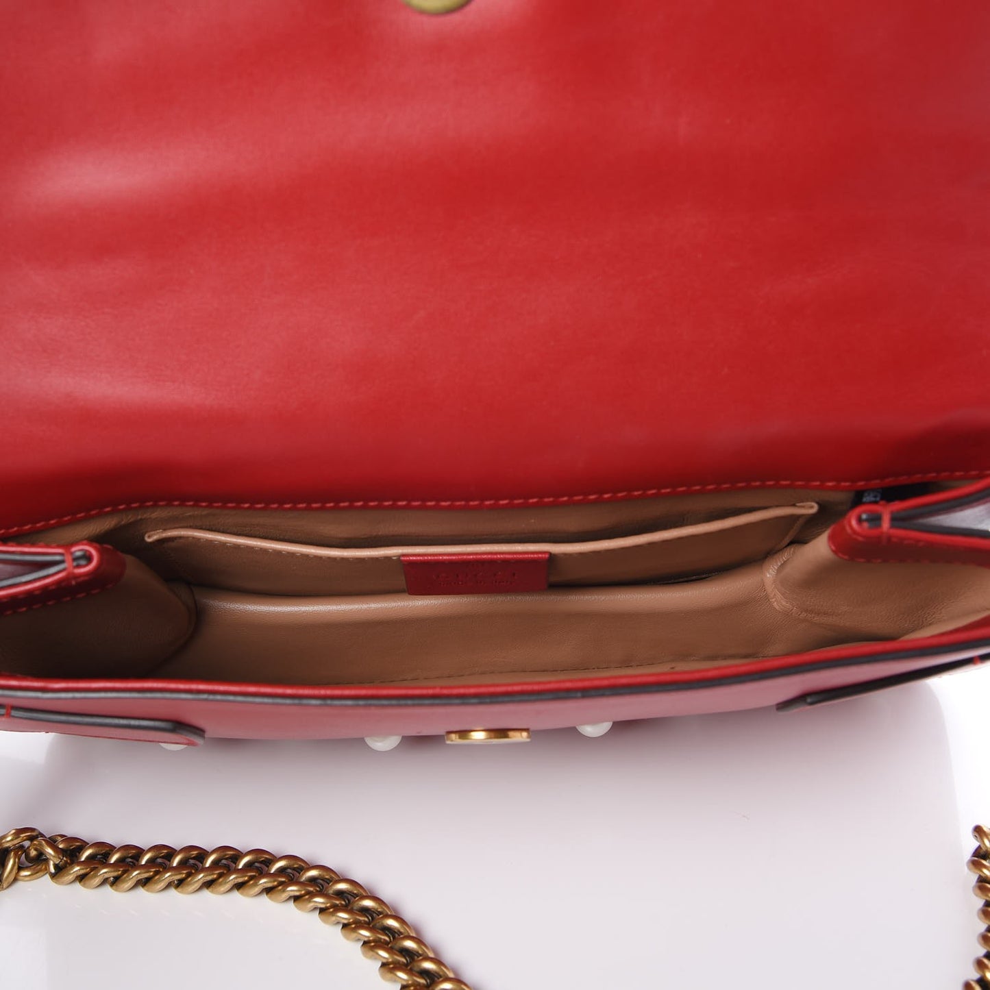 Nappa Pearl Studded Mini Queen Margaret Broadway Shoulder Bag Hibiscus Red