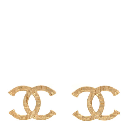 Chanel Metal Textured CC Earrings Gold 1 of 4
