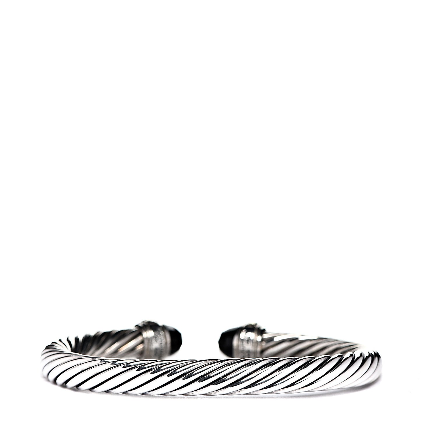 Sterling Silver 14K Yellow Gold Black Onyx 7mm Cable Classics Bracelet