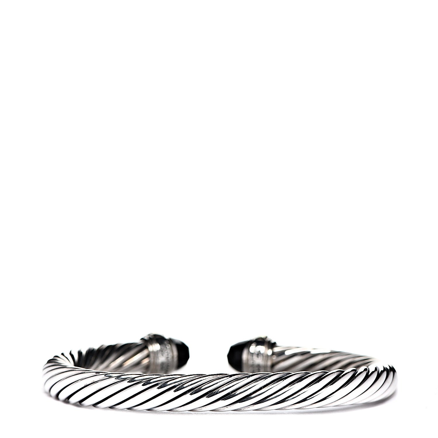 David Yurman Sterling Silver 14K Yellow Gold Black Onyx 7mm Cable Classics Bracelet 2 of 3
