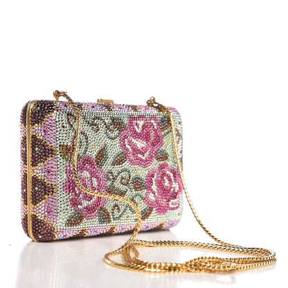 Judith Leiber Swarovski Crystal Flower Minaudiere Clutch Gold 4 of 10