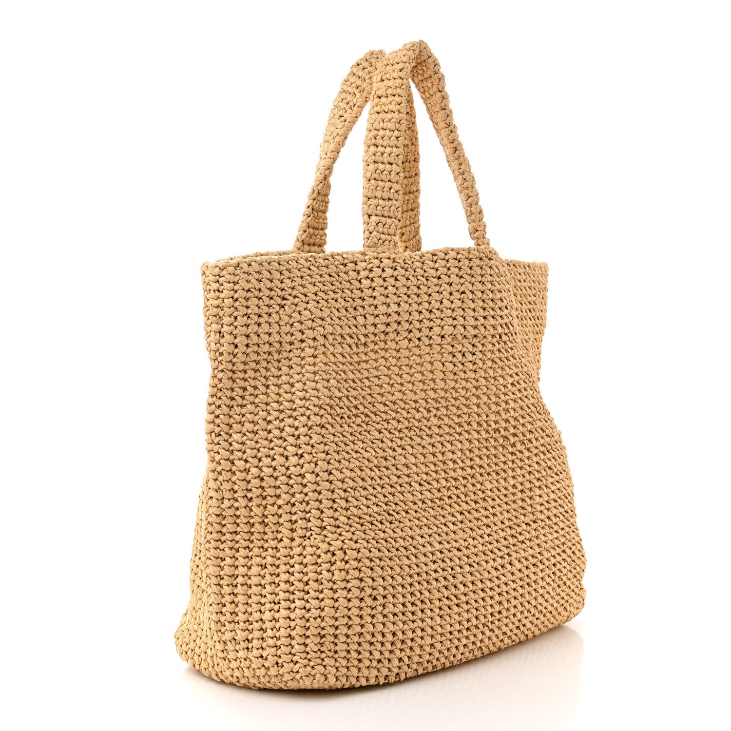 Prada Yarn Raffia Effect Crochet Embroidered Logo Tote Naturale 3 of 10