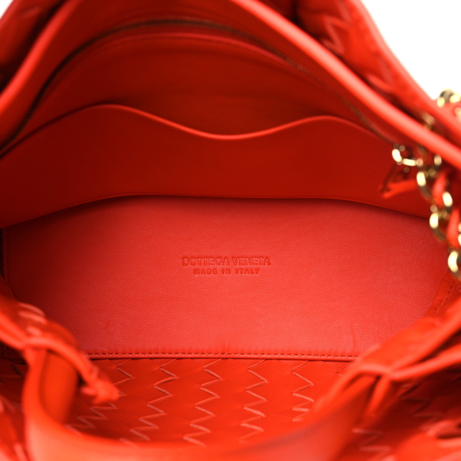 Bottega Veneta Nappa Intrecciato Small Andiamo With Chain Shoulder Bag Orange 5 of 9