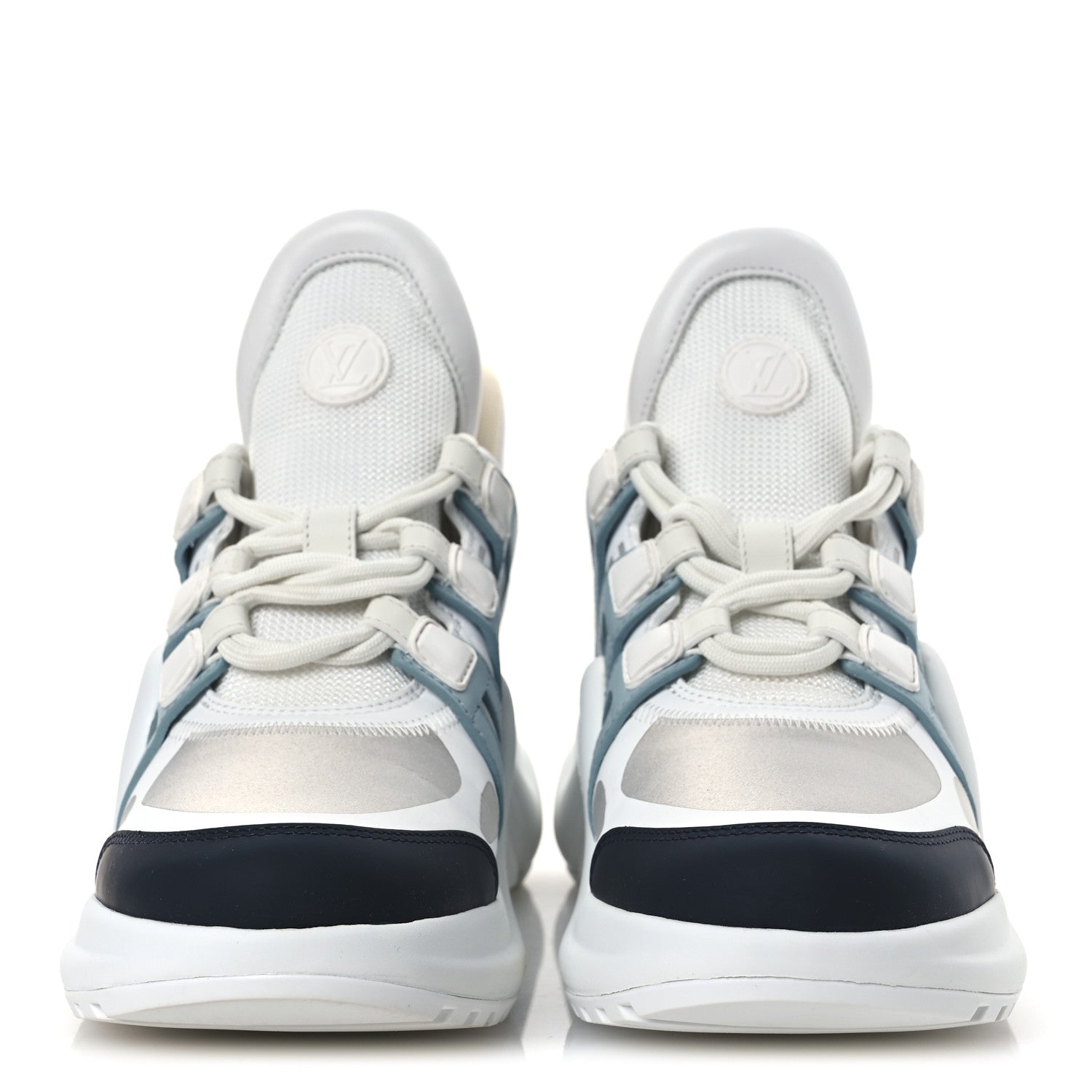 Louis Vuitton Calfskin Technical Nylon LV Archlight Sneakers 38 White Blue Gris 4 of 12