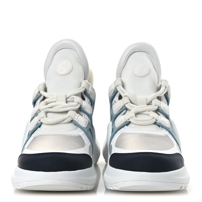 Louis Vuitton Calfskin Technical Nylon LV Archlight Sneakers 38 White Blue Gris 4 of 12