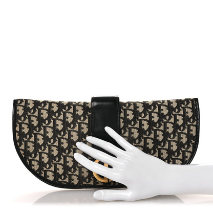 Christian Dior Monogram Flap Clutch Beige Black 2 of 13