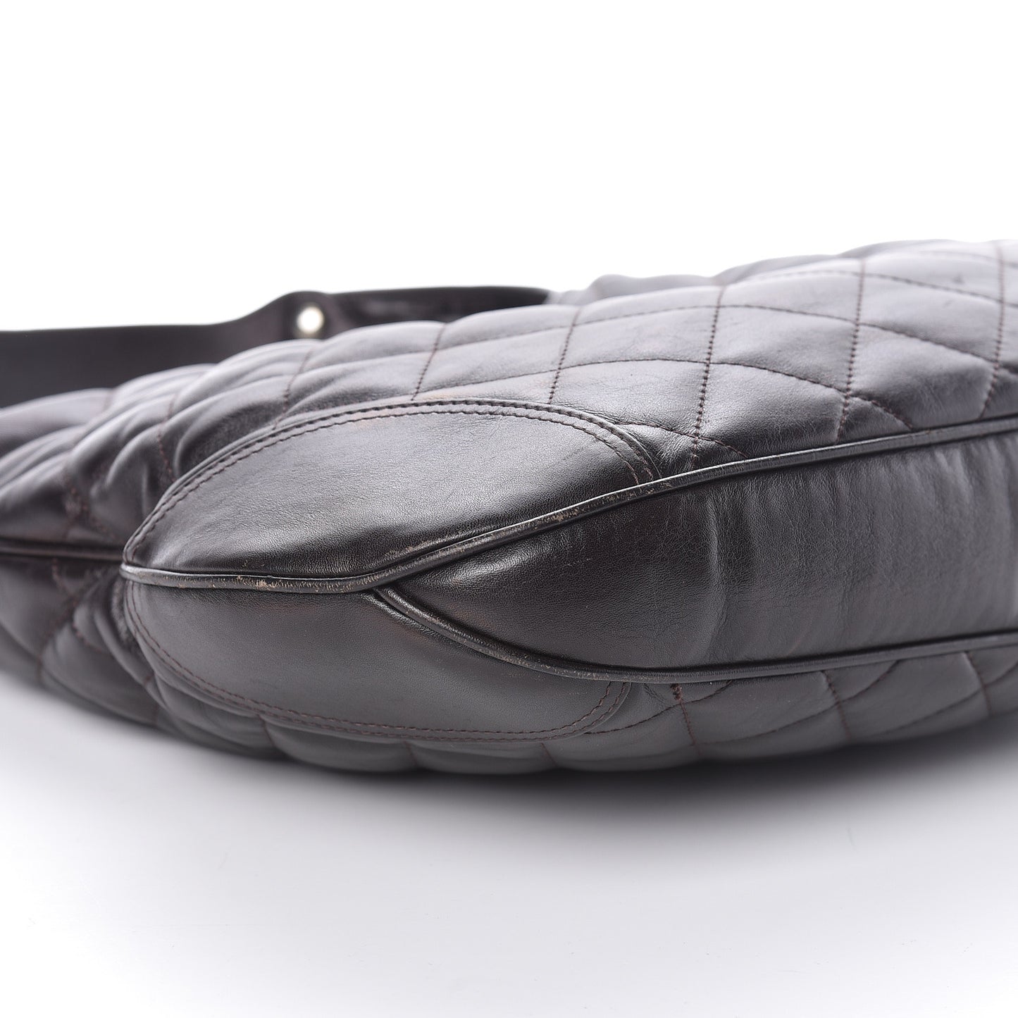 Calfskin Quilted Brook Hobo Dark Brown