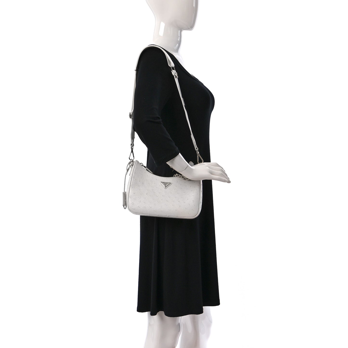 Ostrich Re-Edition 2005 Shoulder Bag White