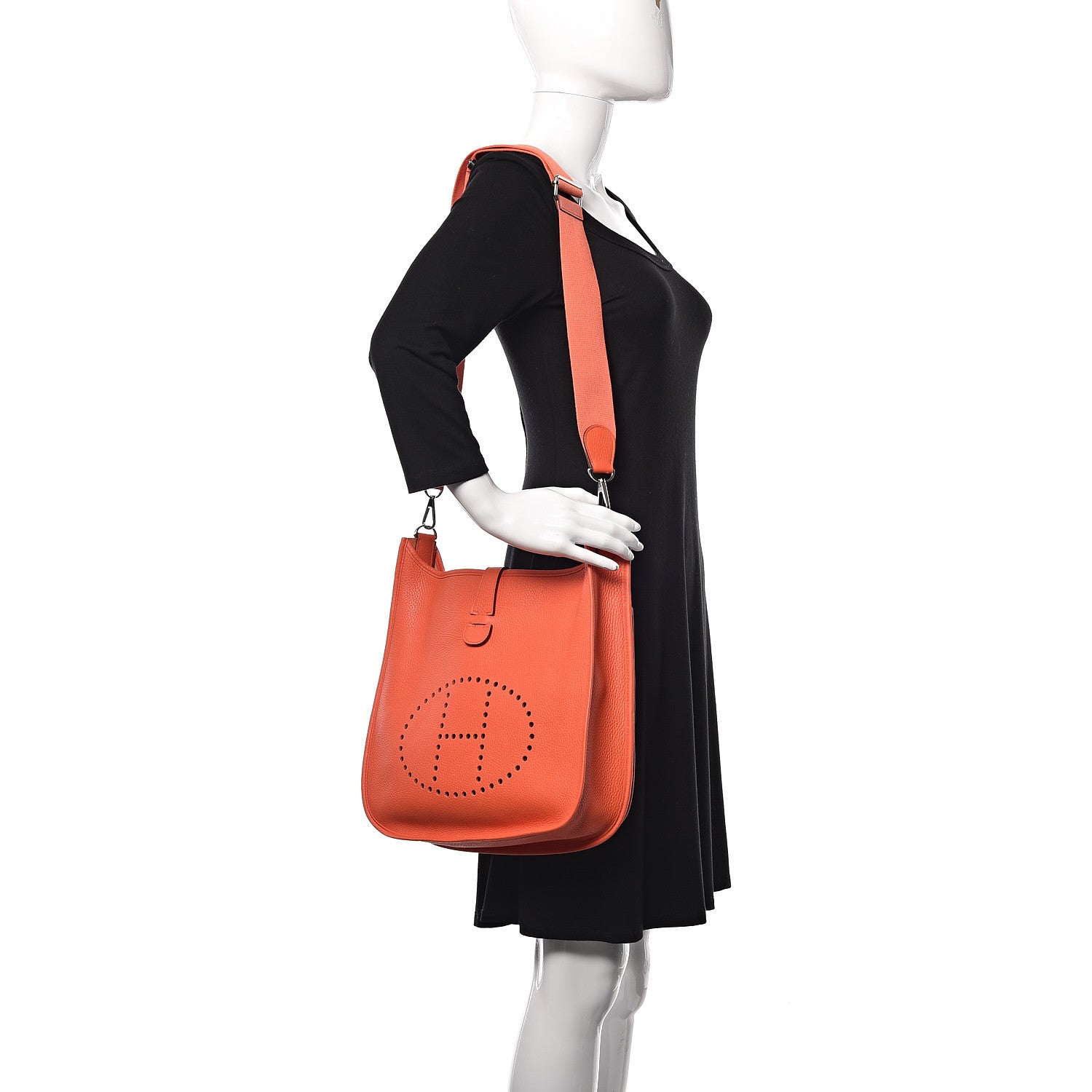 Hermes Taurillon Clemence Evelyne III GM Orange Poppy 2 of 9