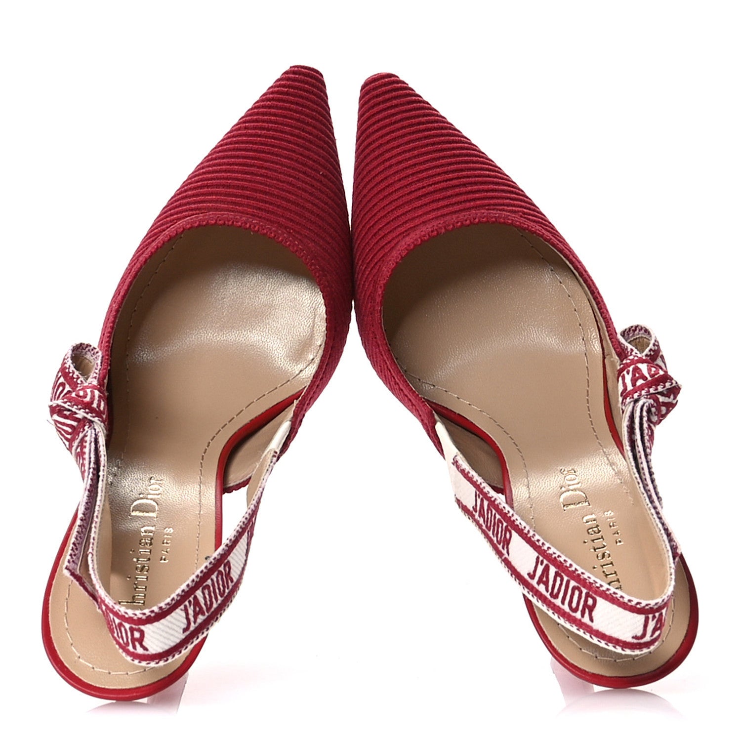 Christian Dior Technical Canvas Ribbon J Adior Slingback 100mm Pumps 36 Cherry 2 of 9