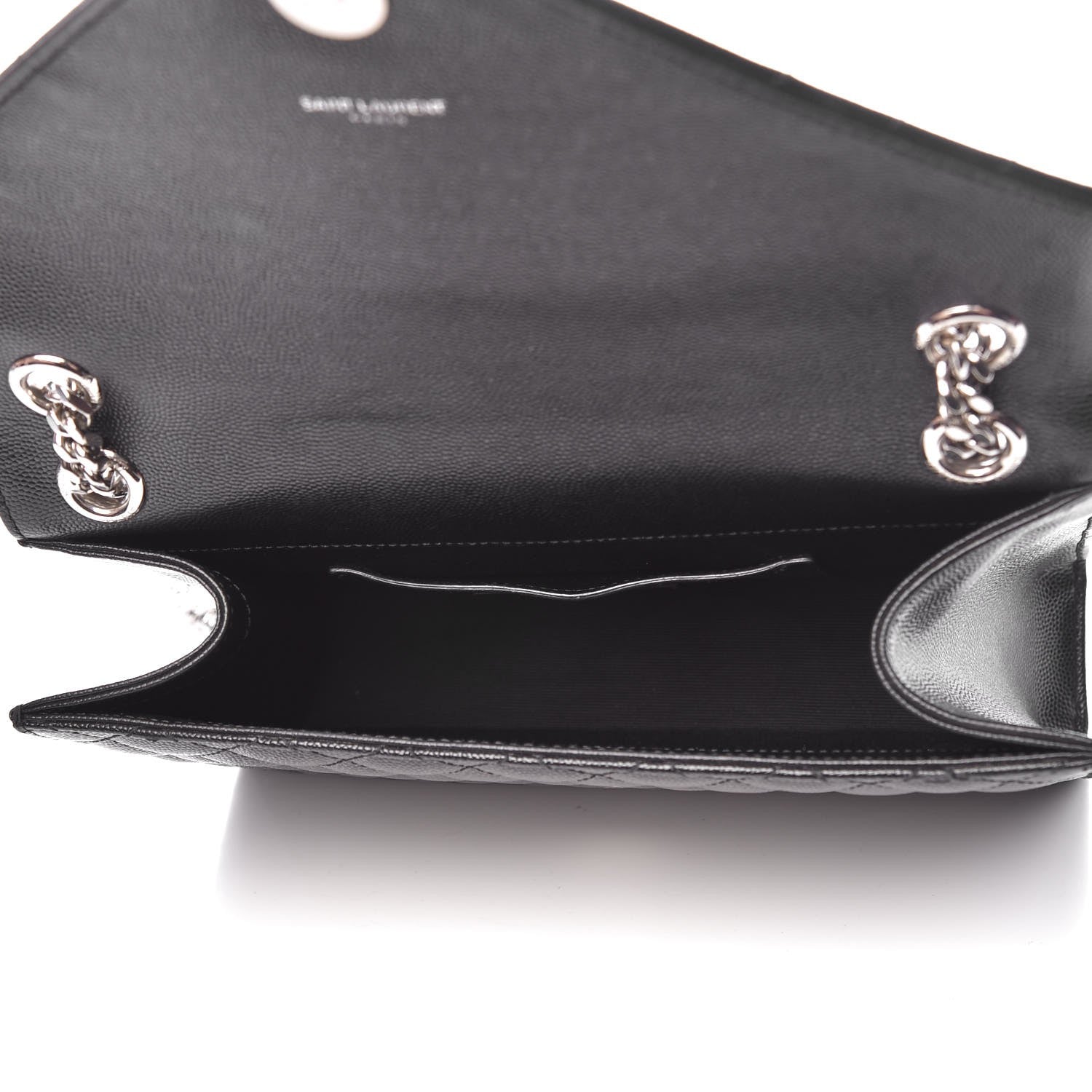 Saint Laurent Grain De Poudre Textured Mixed Matelasse Triquilt Medium Monogram Satchel Black 5 of 9