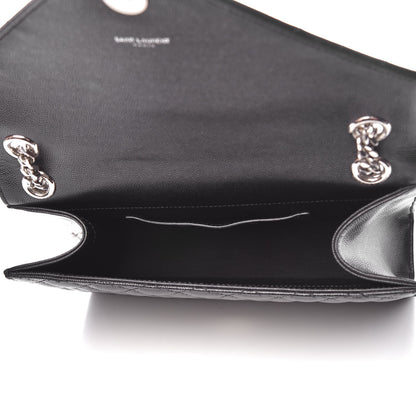 Saint Laurent Grain De Poudre Textured Mixed Matelasse Triquilt Medium Monogram Satchel Black 5 of 9