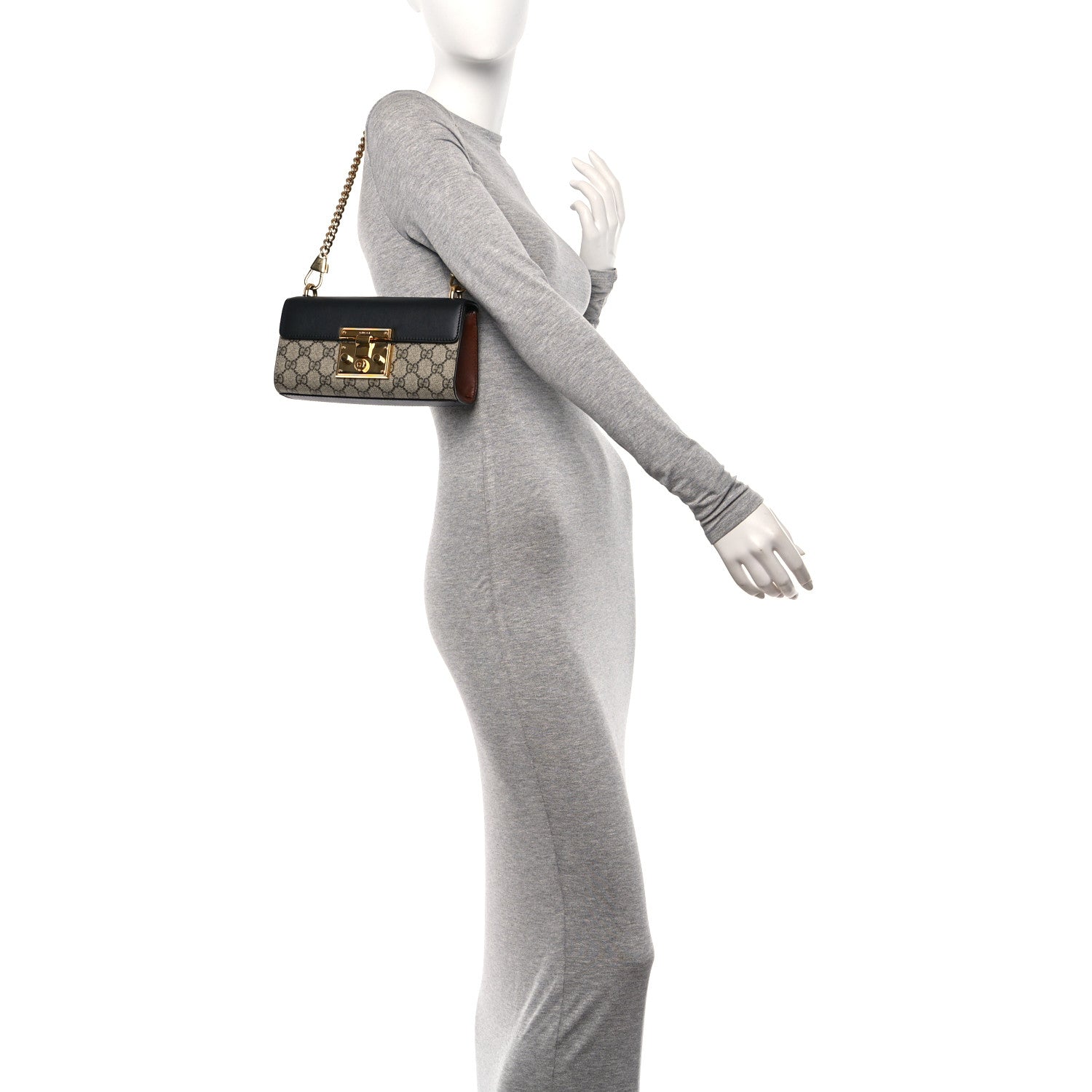 Gucci GG Supreme Monogram Calfskin Padlock Mini Shoulder Bag Beige Ebony 2 of 10