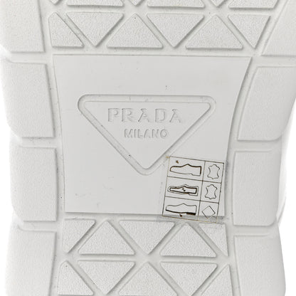 Prada Vitello Rois Metal Triangle Logo Mens Sneakers 10 White Black 8 of 9