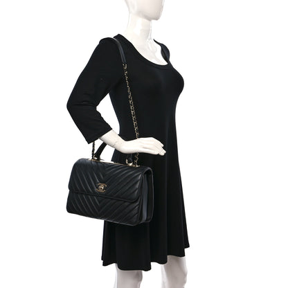 Chanel Lambskin Chevron Quilted Medium Trendy CC Dual Handle Flap Bag Black 2 of 8