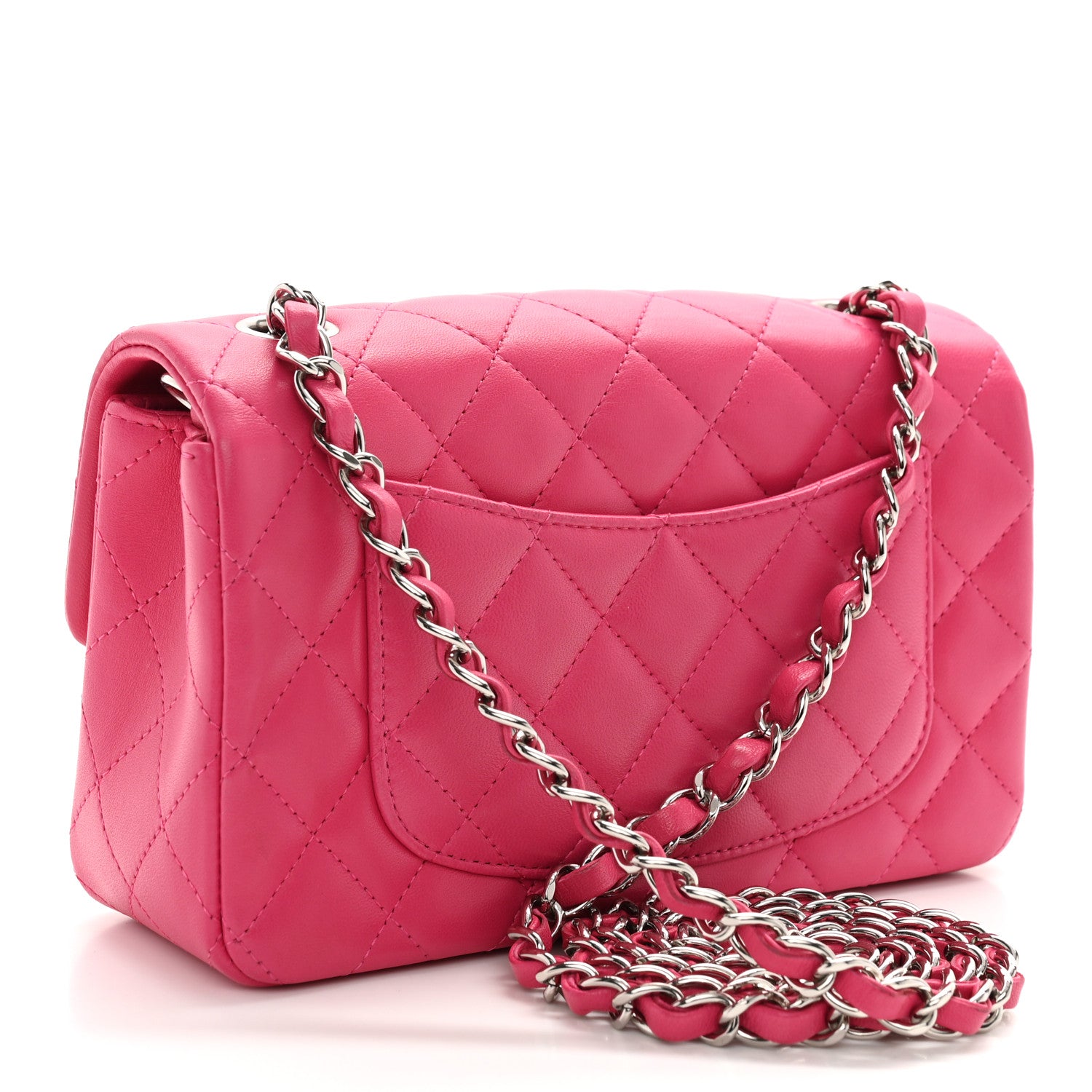 Chanel Lambskin Quilted Mini Rectangular Flap Fuchsia 3 of 10
