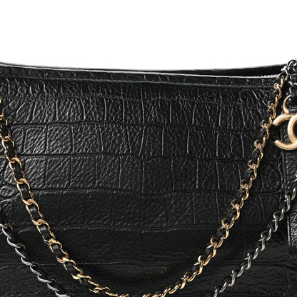Chanel Crocodile Embossed Calfskin Medium Gabrielle Cocodile Hobo Black 8 of 10