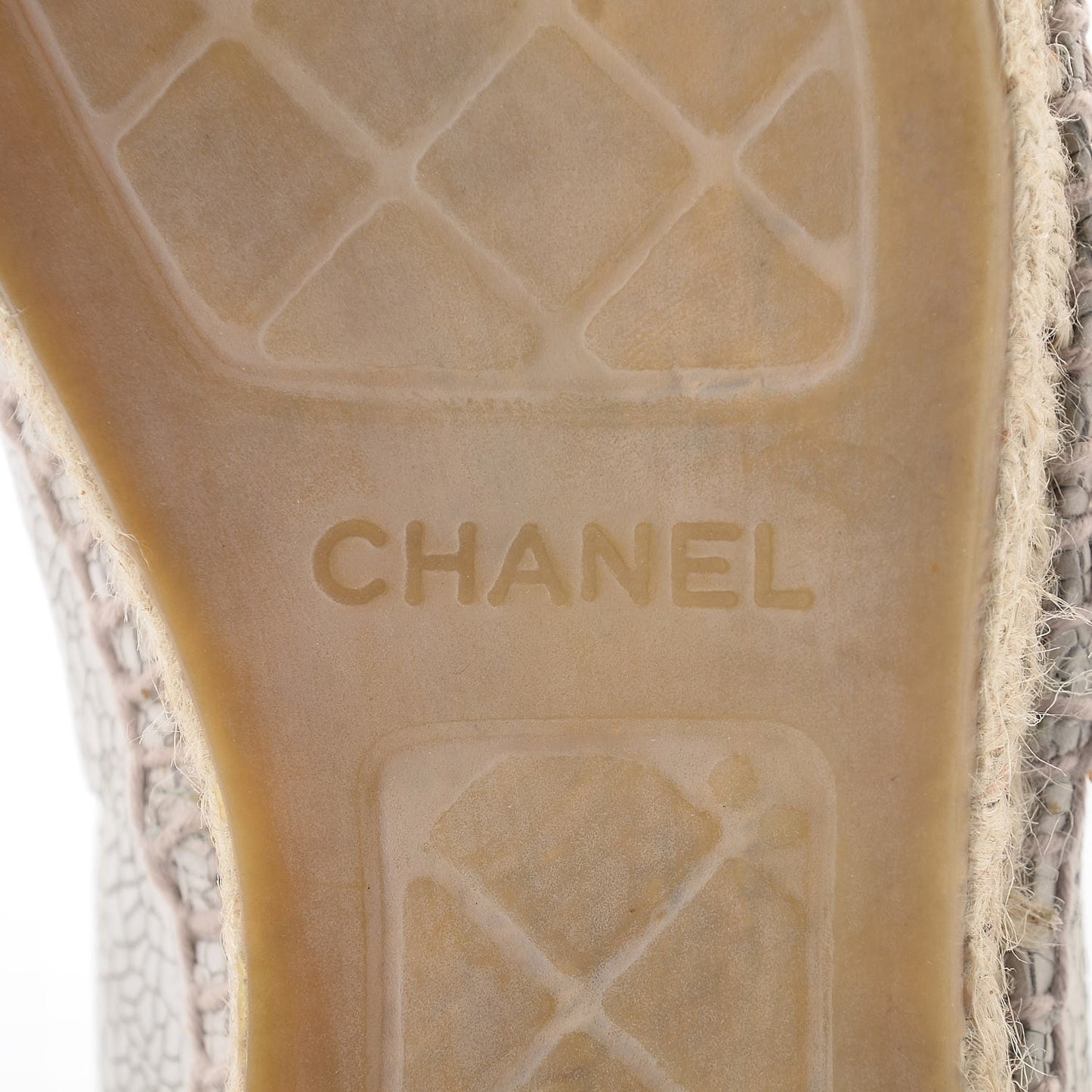 Crackled Calfskin Espadrilles 37 Light Beige Black