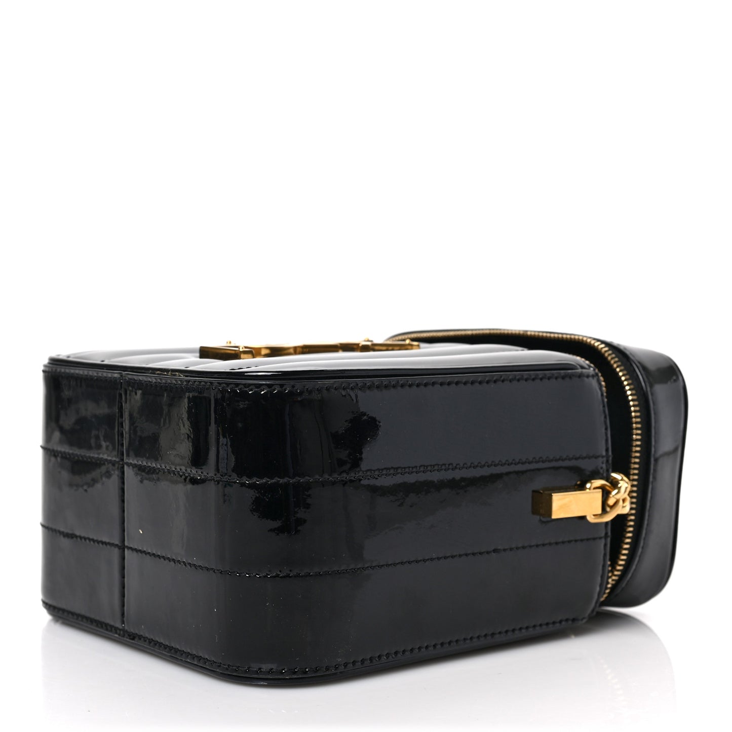 Patent Matelasse Monogram Vicky Vanity Black