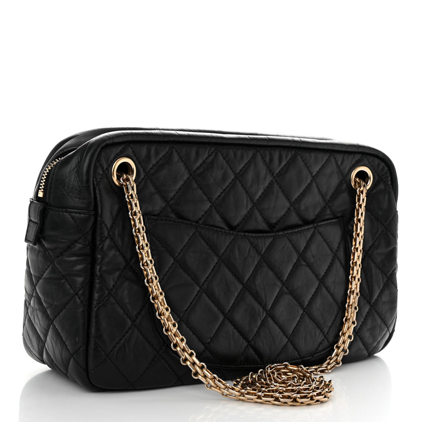 Aged Calfskin Quilted Medium Reissue Camera Case Black