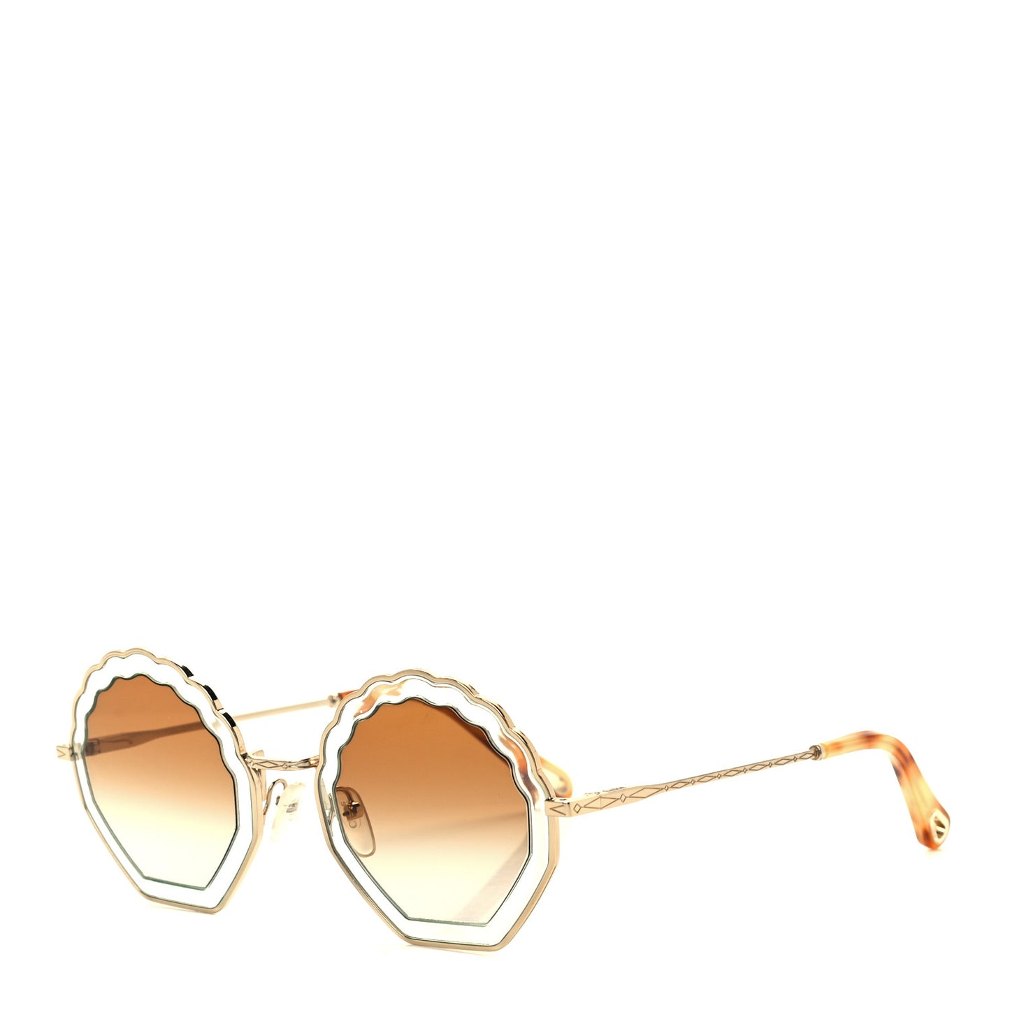 Metal Scalloped Sunglasses CE147S Gold Brown
