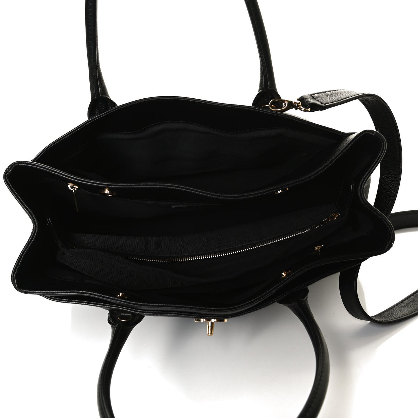 Calfskin Cerf Executive Shopper Tote Black
