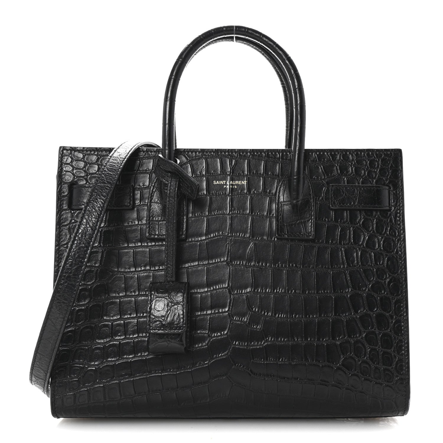 Saint Laurent Calfskin Crocodile Embossed Baby Sac De Jour Black 1 of 9