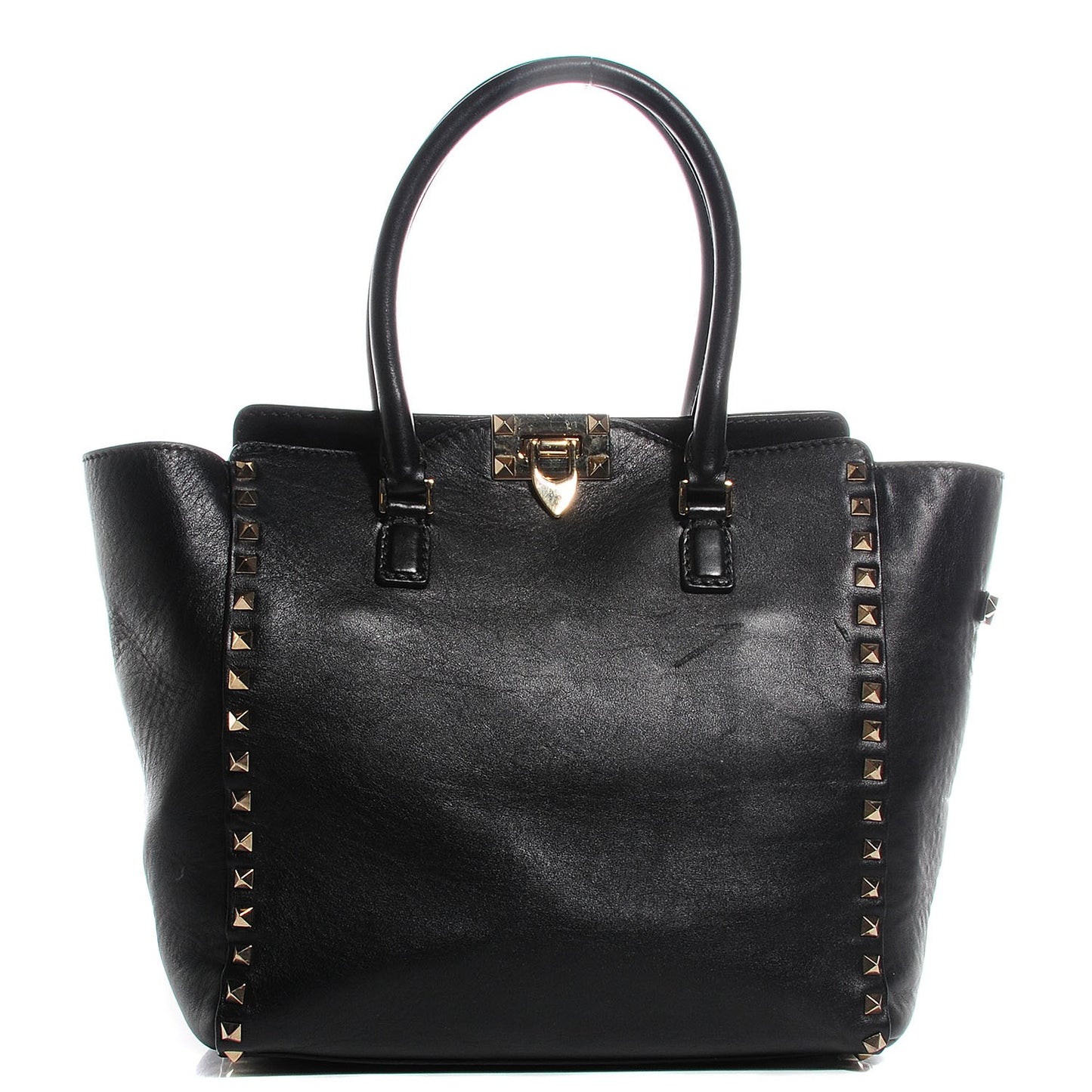 Vitello Rockstud Double Handle Tote Black