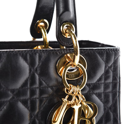 Christian Dior Lambskin Cannage Medium Lady Dior Black 16 of 17