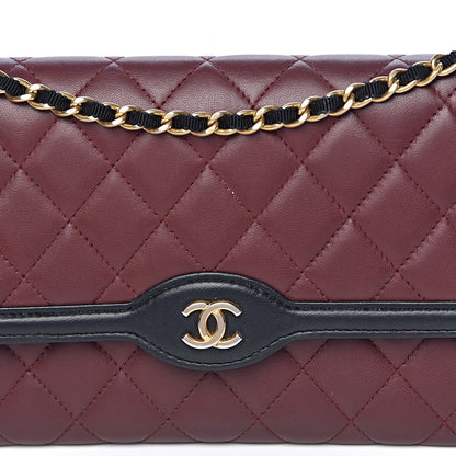 Chanel Lambskin Quilted Two Tone Clutch With Chain Burgundy Black 14 of 14