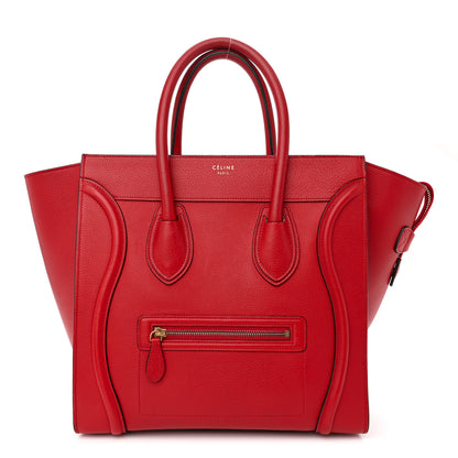 Celine Drummed Calfskin Mini Luggage Coquelicot 1 of 12