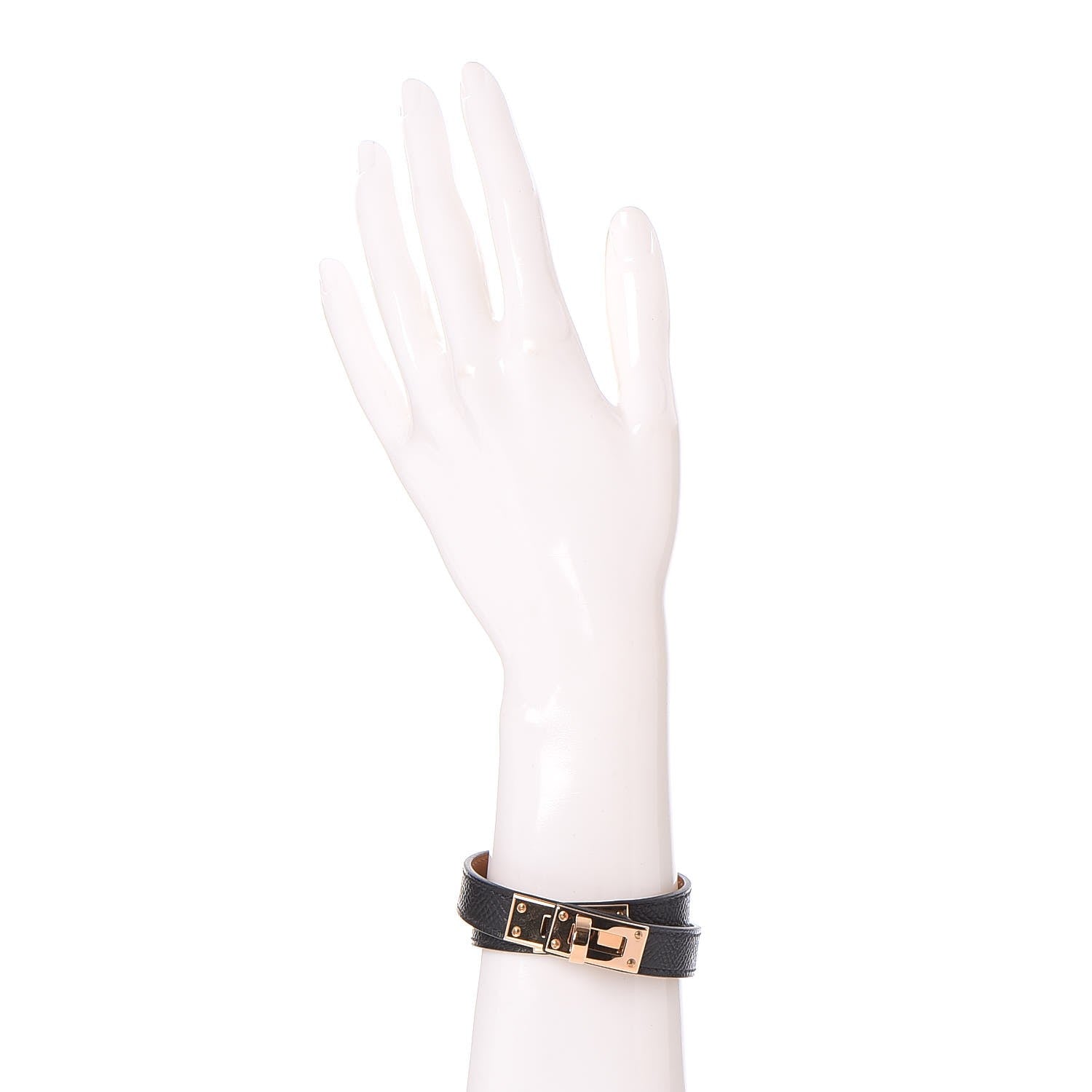 Hermes Epsom Kelly Double Tour Bracelet S Black 2 of 8