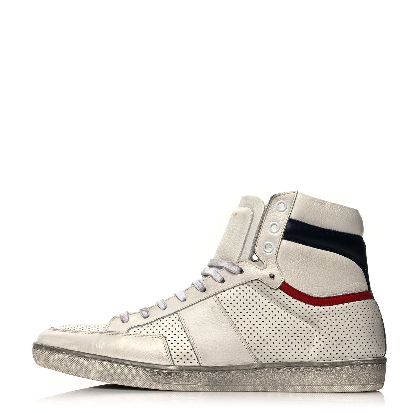 Calfskin Perforated Court Classic SL/10H High Top Sneakers 43 White