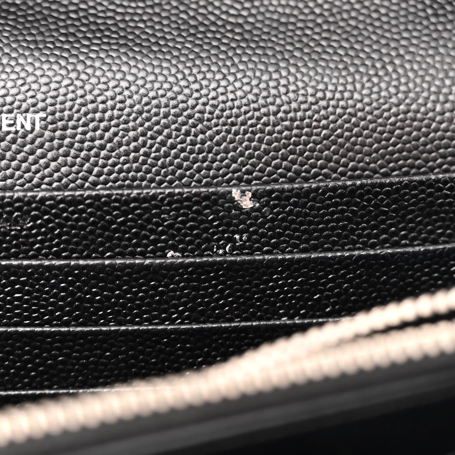 Saint Laurent Grain De Poudre Matelasse Chevron Monogram Chain Wallet Black 10 of 14