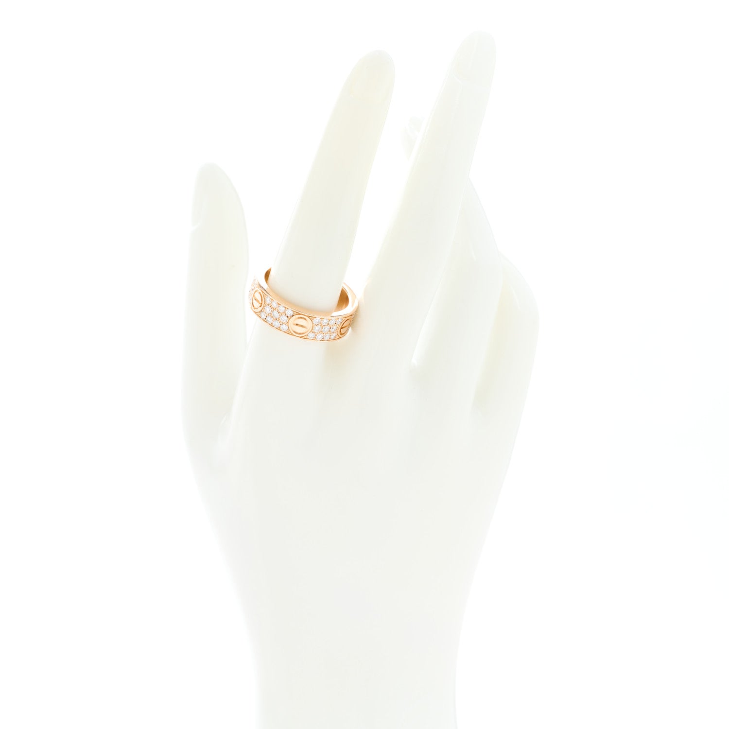 Cartier 18K Pink Gold Diamond 6.5mm LOVE Paved Ring 60 9 3 of 5