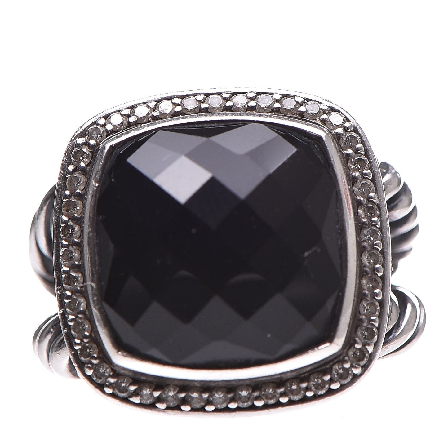 Sterling Silver Diamond Black Onyx 14mm Albion Ring 55 7.25