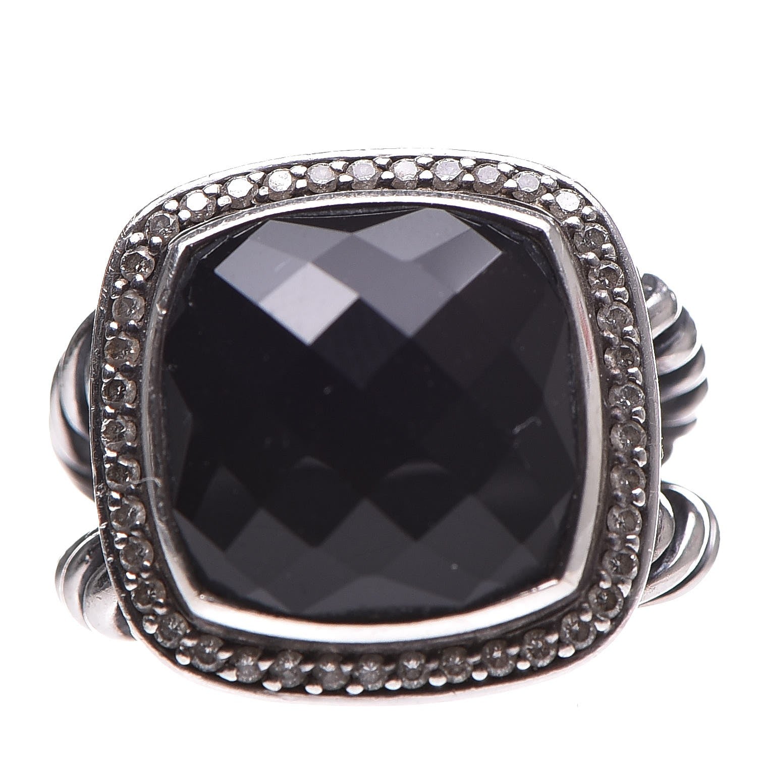 David Yurman Sterling Silver Diamond Black Onyx 14mm Albion Ring 55 7.25 1 of 6